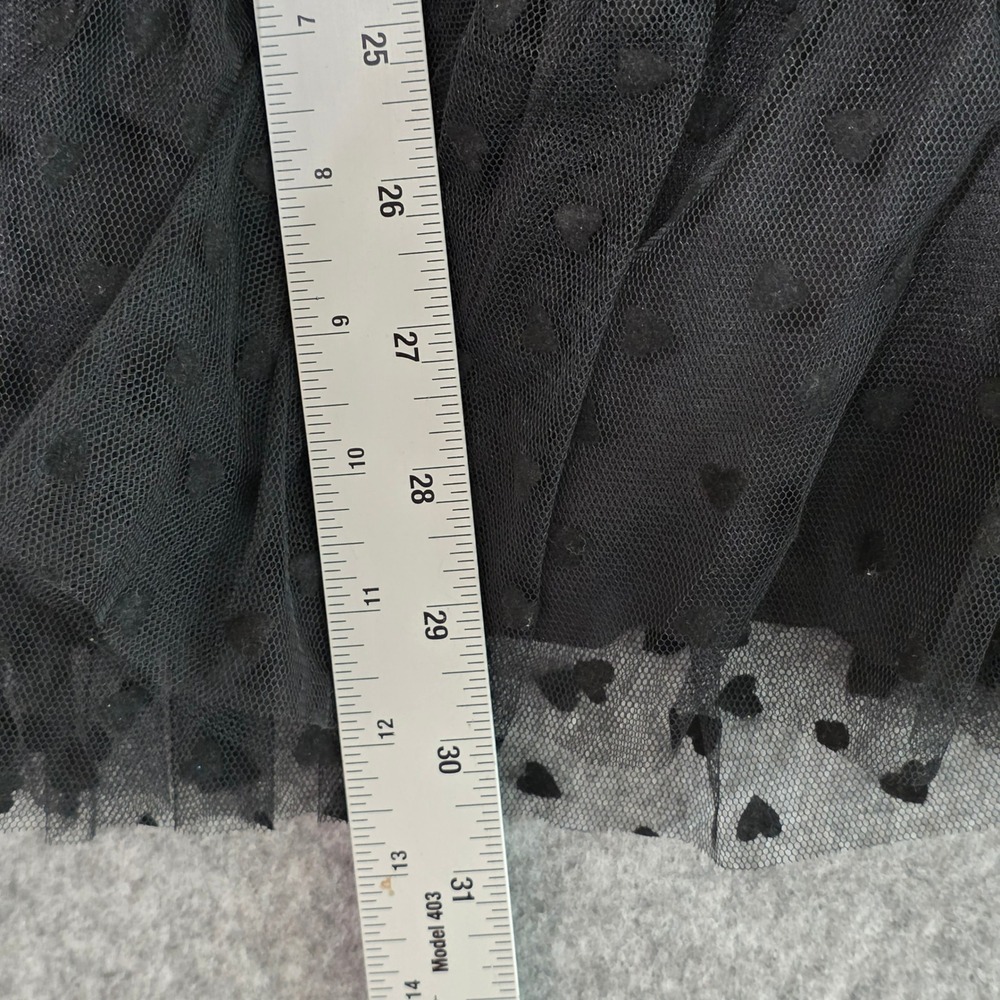 Cacique Babydoll Lingerie Black Pink Heart Ruffle Tiered Lace 2 PC Set 14/16 NEW - Picture 7 of 8
